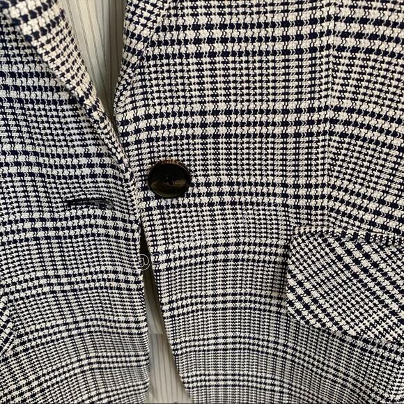 Veronica Beard Navy Blue White Leo One Button Dickey Blazer Jacket 2 Plaid - Picture 13 of 15